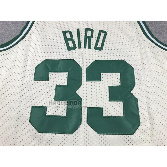 Maglia
 Larry Bird NO 33 Boston Celtics Mitchell & Ness Chainstitch Crema
